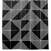 Black Art Deco Lines Duschvorhang (Vorderseite)