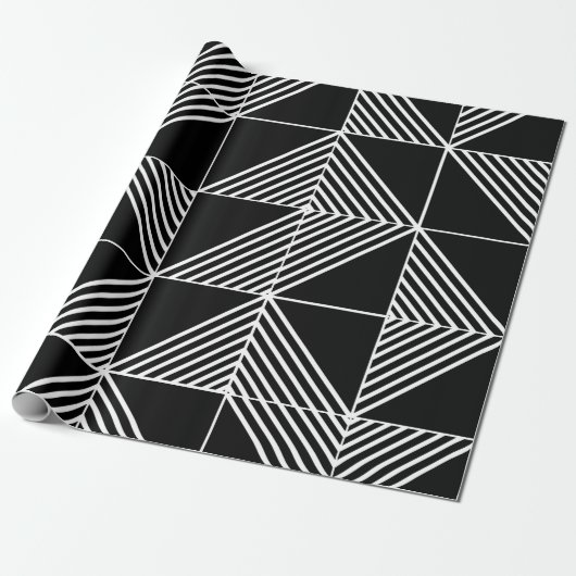 Black Art Deco Lines Geschenkpapier (Ungerollt)