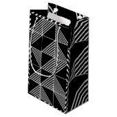 Black Art Deco Lines Kleine Geschenktüte (Rückseite Schrägansicht)