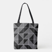 Black Art Deco Lines Tasche (Rückseite)