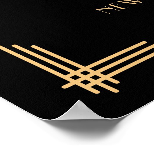 Black Art Deco Wedding Reception Zeichen 18" x 24" Poster (Ecke)