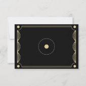 Black Art Deco Wedding RSVP Karte (Rückseite)