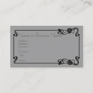 Black Art Nouveau Border Business Card Visitenkarte