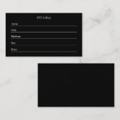 Black Artwork Display Label Card Template Visitenkarte (Vorne/Hinten)