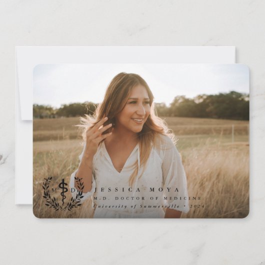 Black Asclepius MD Doctor of Medicine Abschluss Ankündigung (Vorderseite)