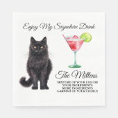 Black Asian Cat Signature Drink Wedgetier Serviette (Vorderseite)