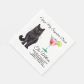Black Asian Cat Signature Drink Wedgetier Serviette (Ecke)