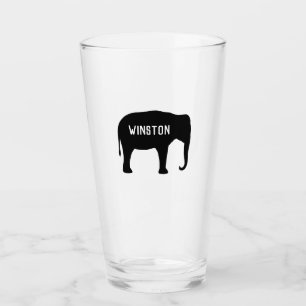 Black Asian Elephant Silhouette Personalisiert Glas