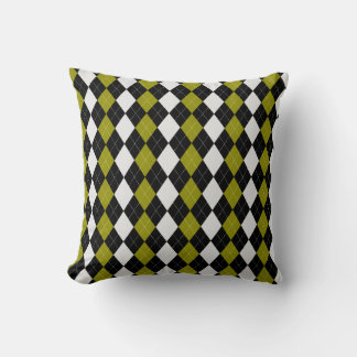 Black & ASPARAGUS GREEN Diamanten RAUTE Muster Kissen