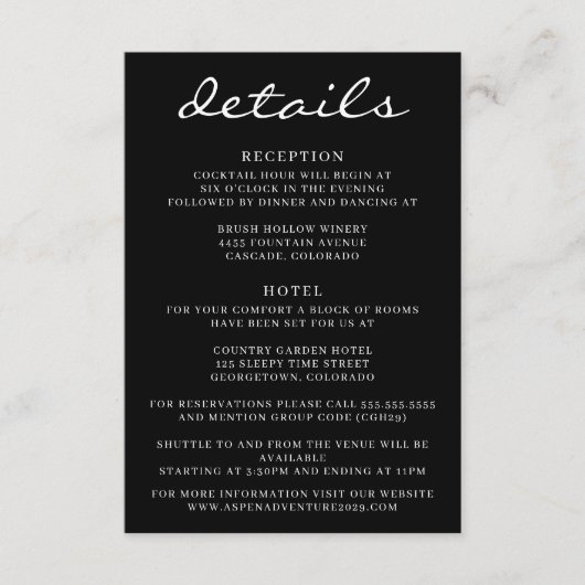 Black Aspen Tree Wedding Begleitkarte (Vorderseite)