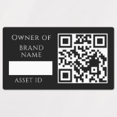 Black Asset QR | Custom Company Property Tracking Etiketten (Design 2)