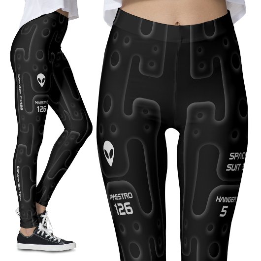 Black Astronaut Anzug für Weltraumforschung SciFi Leggings