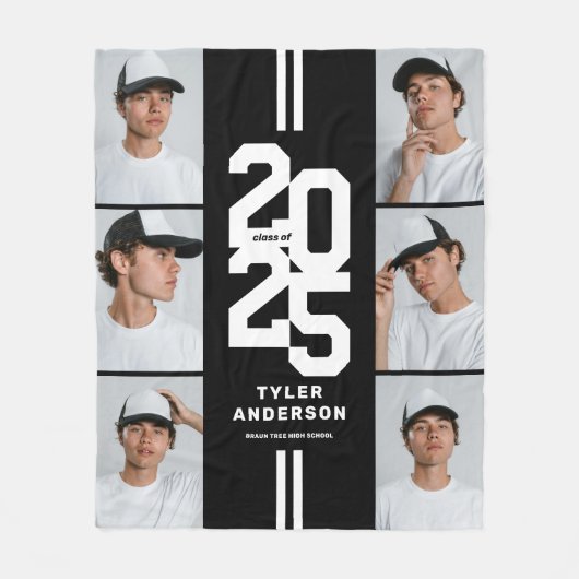 Black Athletic Graduate Foto Collage Abschluss Fleecedecke (Vorderseite)