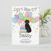 Black Aussiedoodle Birthday Party Einladung (Stehend Vorderseite)