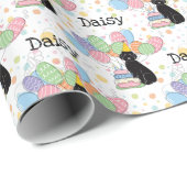 Black Aussiedoodle Dog Birthday Party Geschenkpapier (Rolleneckpunkt)