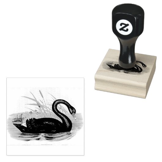 Black Australian Swan Bird Vintag Gummistempel (Stempel)