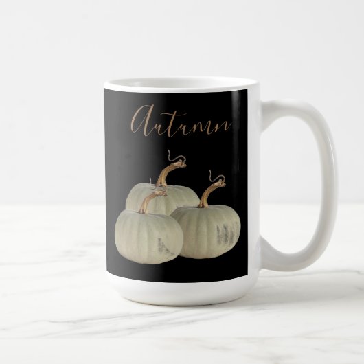 Black Autumn White Pumpkins Erntedank Kaffeetasse (Rechts)