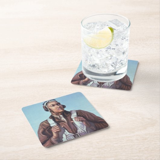 Black Aviators: Militärischer Kampfdienst der USA Rechteckiger Pappuntersetzer (Vor Ort)