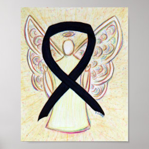 Black Awareness Ribbon Angel Poster Art drucken
