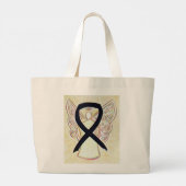Black Awareness Ribbon Custom Totbeutel Jumbo Stoffbeutel (Rückseite)