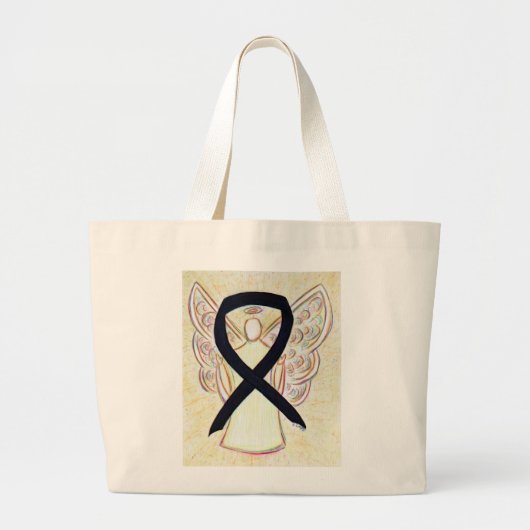 Black Awareness Ribbon Custom Totbeutel Jumbo Stoffbeutel (Vorne)