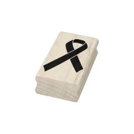 Black Awareness Ribbon + Ihre Nachricht Gummistempel