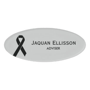 Black Awareness Ribbon + Ihre Nachricht Namenschild