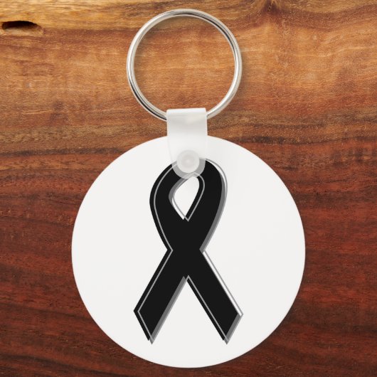 Black Awareness Ribbon Schlüsselanhänger (Vorderseite)