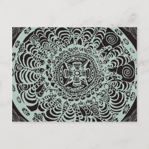 Black Aztec Mandala Postkarte