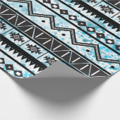 Black Aztec Tribal Pattern & Blue Watercolor Geschenkpapier (Ecke)