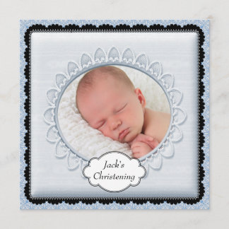 Black Baby Blue Boys Foto Weihnachten Einladungen