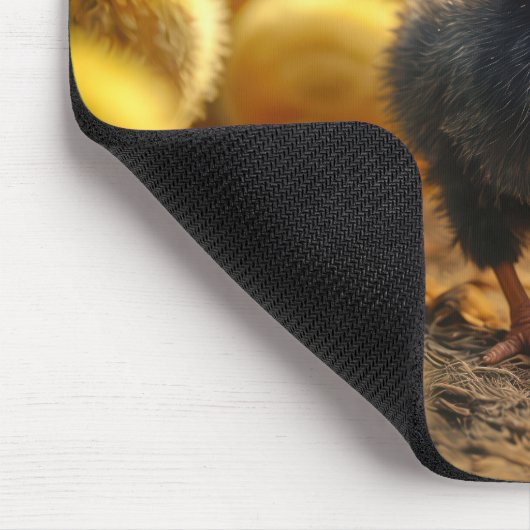 Black Baby Chick in einer Scheune Mousepad (Ecke)