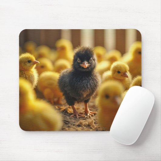 Black Baby Chick in einer Scheune Mousepad (Mit Mouse)