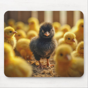 Black Baby Chick in einer Scheune Mousepad