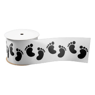 Black Baby Footprint Satinband