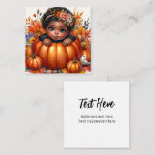 Black Baby Girl in Pumpkin Fall-Themed Begleitkarte (Vorne/Hinten)
