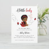 Black Baby Girl Ladybug Dusche Einladung (Stehend Vorderseite)