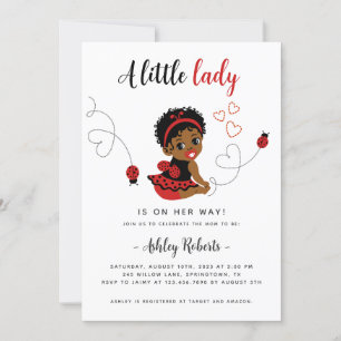 Black Baby Girl Ladybug Dusche Einladung