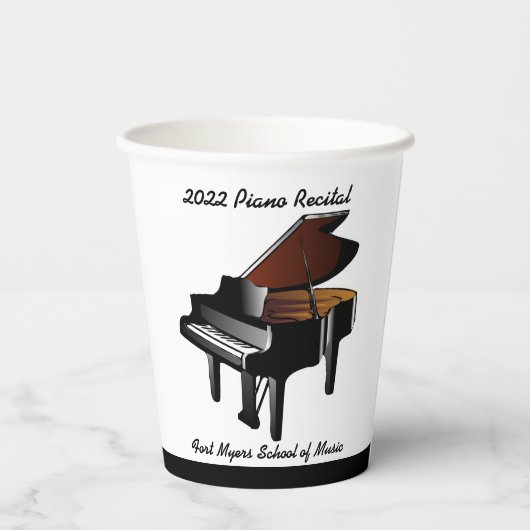 Black Baby Grand Piano Erwägung Empfang Pappbecher (Rückseite)
