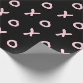Black & Baby Pink X O XO XO Niedlich Trendy Geschenkpapier (Ecke)