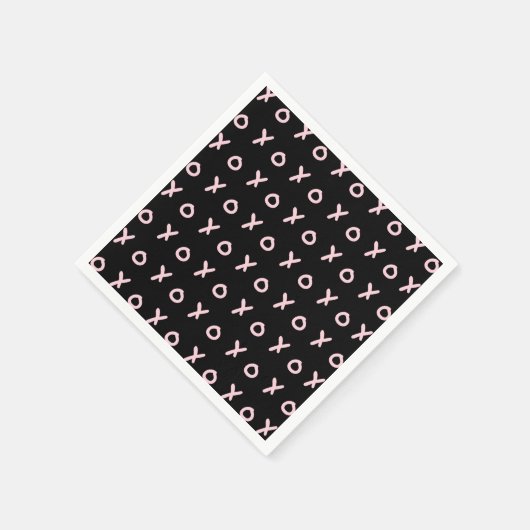 Black & Baby Pink X O XO XO Niedlich Trendy Serviette (Ecke)