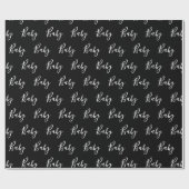 Black Baby Script Elegant Baby Wrapping Paper Geschenkpapier (Flach)