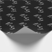 Black Baby Script Elegant Baby Wrapping Paper Geschenkpapier (Ecke)