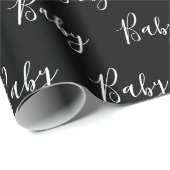 Black Baby Script Elegant Baby Wrapping Paper Geschenkpapier (Rolleneckpunkt)
