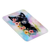 Black Baby Wolf cub Aquarellmalerei Magnet (Rechte Seite)