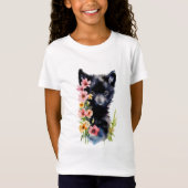 Black Baby Wolf cub Aquarellmalerei T-Shirt (Vorderseite)