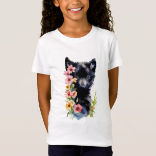 Black Baby Wolf cub Aquarellmalerei T-Shirt