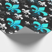 Black Back Blue White Lilie Geschenkpapier (Ecke)