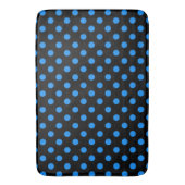 Black Background Blue Polka Dots Badematte (Vorderseite Vertikal)