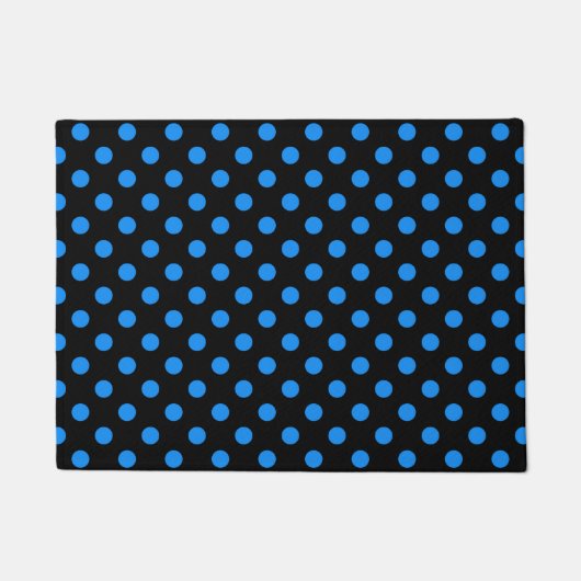 Black Background Blue Polka Dots Fußmatte (Vorderseite)